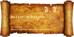 Welter Nikolett névjegykártya